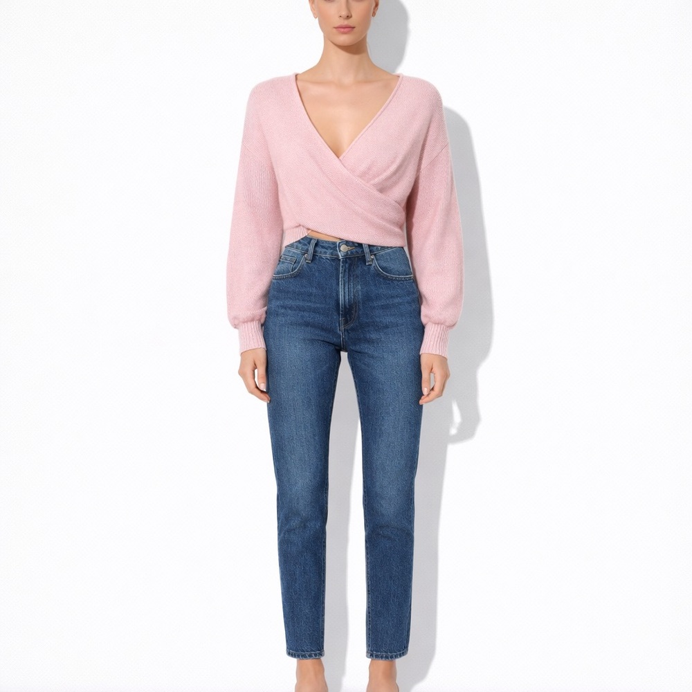Elegant Pink V-Neck Sweater